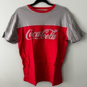 Coca Cola Men's Red and Gray Short Sleeve Shirt